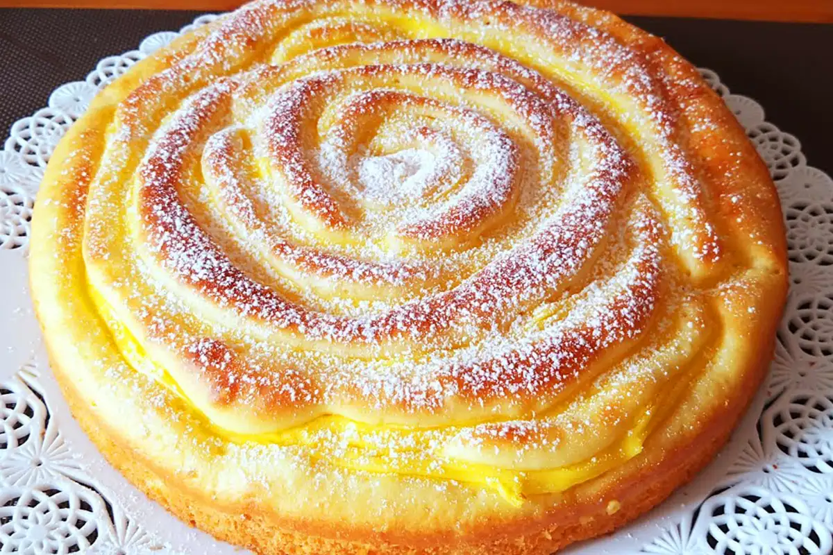 Orangenkuchen, der luftigste und unwiderstehlichste Kuchen mit einer originellen Spirale aus Käsecreme